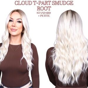 CSC PETITE Cloud T-Part Smudge Root Wig - White Icy Blonde with warm smudge root
